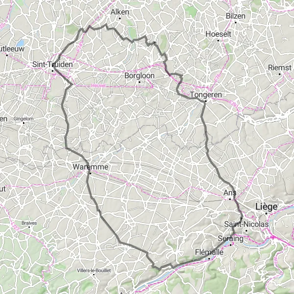 Miniatuurkaart van de fietsinspiratie "Pittoreske roadtrip door het Limburgse landschap" in Prov. Limburg (BE), Belgium. Gemaakt door de Tarmacs.app fietsrouteplanner