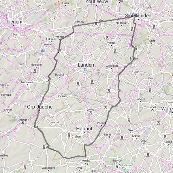 Map miniature of "Sint-Truiden Exploration" cycling inspiration in Prov. Limburg (BE), Belgium. Generated by Tarmacs.app cycling route planner