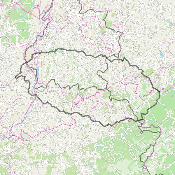 Map miniature of "Val-Meer Extended Road Loop" cycling inspiration in Prov. Limburg (BE), Belgium. Generated by Tarmacs.app cycling route planner