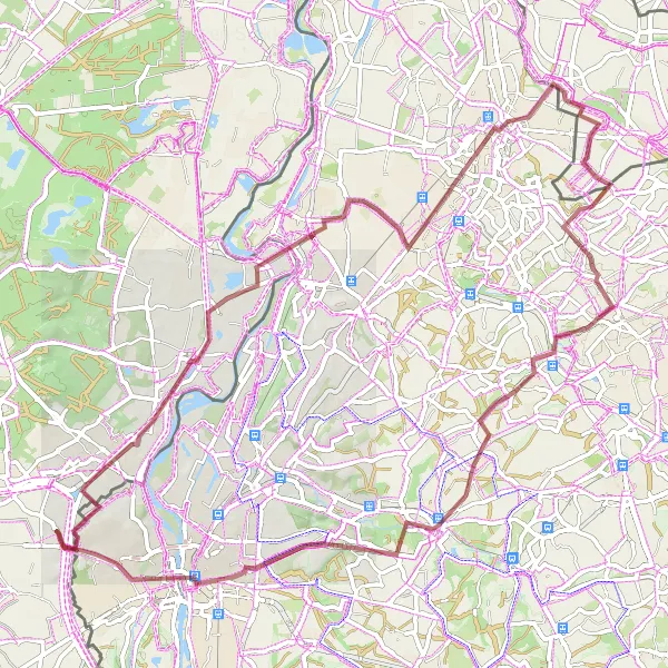 Map miniature of "Explore Scenic Gravel Paths" cycling inspiration in Prov. Limburg (BE), Belgium. Generated by Tarmacs.app cycling route planner