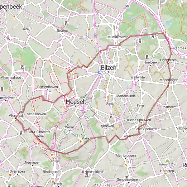 Karten-Miniaturansicht der Radinspiration "Faszinierende Natur von Vliermaal" in Prov. Limburg (BE), Belgium. Erstellt vom Tarmacs.app-Routenplaner für Radtouren