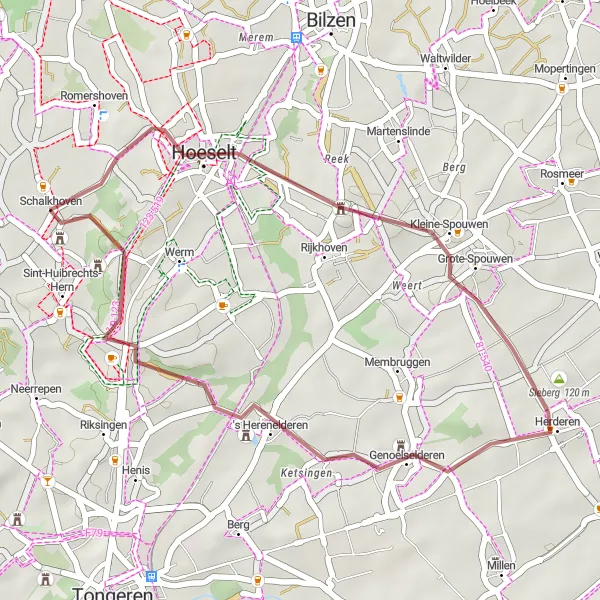 Map miniature of "Exploring Hidden Gems: A Gravel Ride through Vliermaal's Surroundings" cycling inspiration in Prov. Limburg (BE), Belgium. Generated by Tarmacs.app cycling route planner