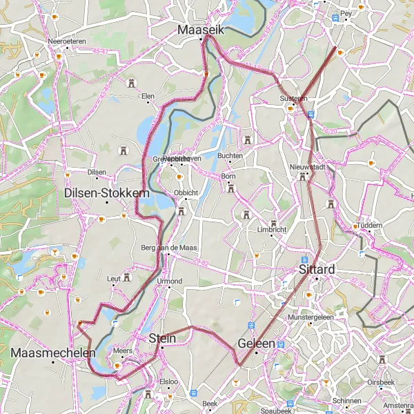 Karten-Miniaturansicht der Radinspiration "Gravelroute durch Limburg" in Prov. Limburg (BE), Belgium. Erstellt vom Tarmacs.app-Routenplaner für Radtouren