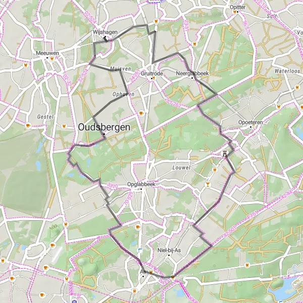 Map miniature of "Charming Road Cycling Route in the Limburg Countryside" cycling inspiration in Prov. Limburg (BE), Belgium. Generated by Tarmacs.app cycling route planner