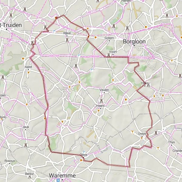 Karten-Miniaturansicht der Radinspiration "Honsberg - Boekhout Gravel Cycling Route" in Prov. Limburg (BE), Belgium. Erstellt vom Tarmacs.app-Routenplaner für Radtouren
