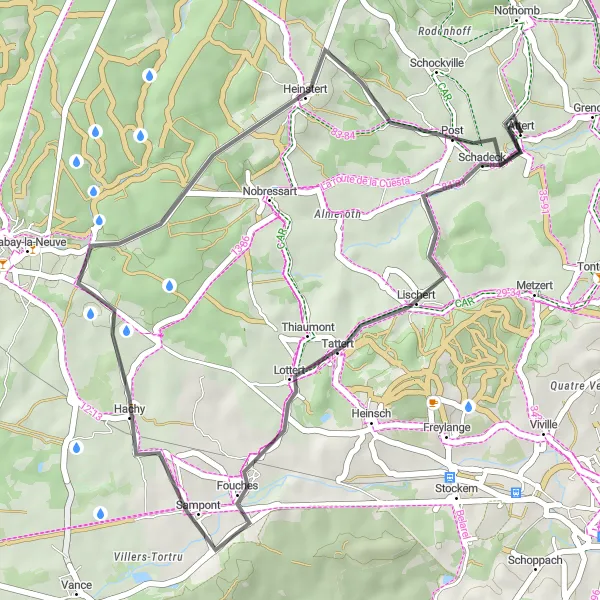 Miniature de la carte de l'inspiration cycliste "Les Collines d'Attert" dans la Prov. Luxembourg (BE), Belgium. Générée par le planificateur d'itinéraire cycliste Tarmacs.app