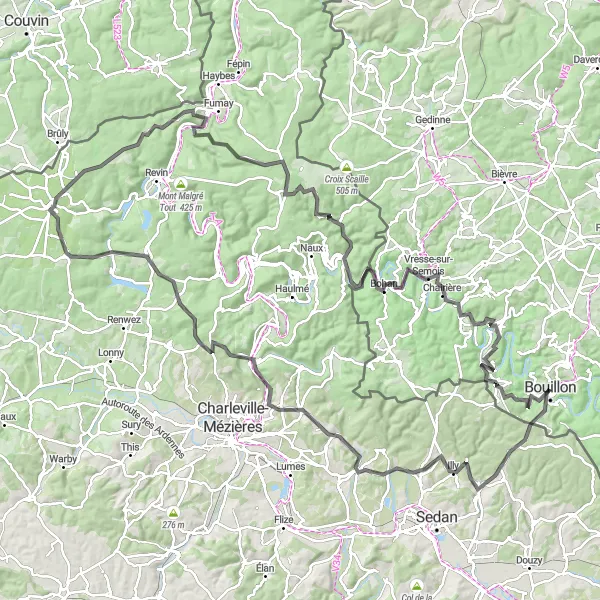 Miniatuurkaart van de fietsinspiratie "Bouillon en omstreken" in Prov. Luxembourg (BE), Belgium. Gemaakt door de Tarmacs.app fietsrouteplanner