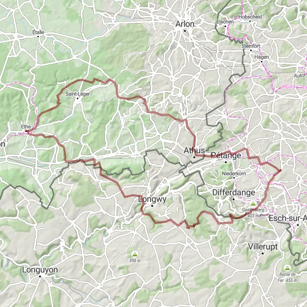 Miniature de la carte de l'inspiration cycliste "Randonnée Rustique en Campagne" dans la Prov. Luxembourg (BE), Belgium. Générée par le planificateur d'itinéraire cycliste Tarmacs.app