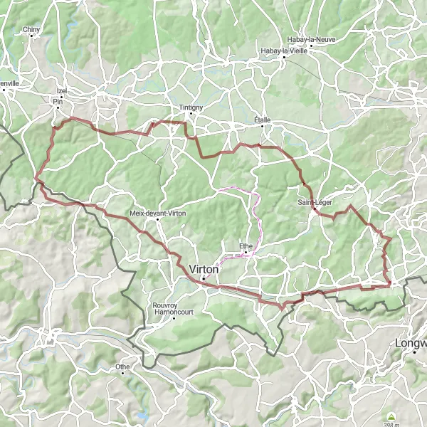 Miniature de la carte de l'inspiration cycliste "Circuit des collines d'Ardenne" dans la Prov. Luxembourg (BE), Belgium. Générée par le planificateur d'itinéraire cycliste Tarmacs.app