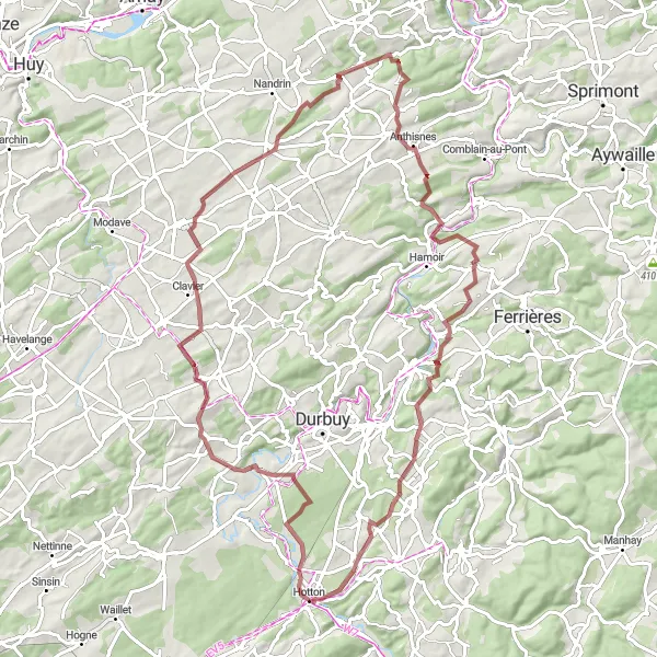 Karten-Miniaturansicht der Radinspiration "Gravel Tour durch Hotton und Umgebung" in Prov. Luxembourg (BE), Belgium. Erstellt vom Tarmacs.app-Routenplaner für Radtouren