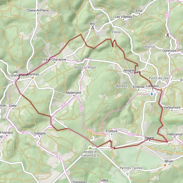 Map miniature of "Historic Ride" cycling inspiration in Prov. Luxembourg (BE), Belgium. Generated by Tarmacs.app cycling route planner