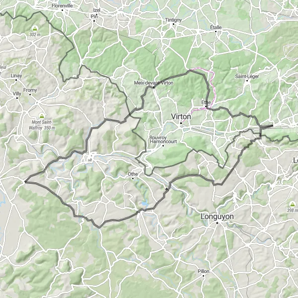 Miniature de la carte de l'inspiration cycliste "Boucle pittoresque à vélo autour de Musson" dans la Prov. Luxembourg (BE), Belgium. Générée par le planificateur d'itinéraire cycliste Tarmacs.app