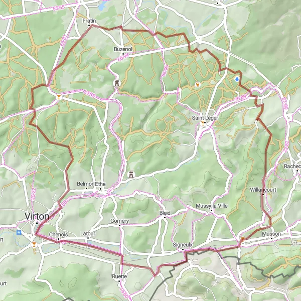 Karten-Miniaturansicht der Radinspiration "Bike-Abenteuer in den belgischen Ardennen" in Prov. Luxembourg (BE), Belgium. Erstellt vom Tarmacs.app-Routenplaner für Radtouren