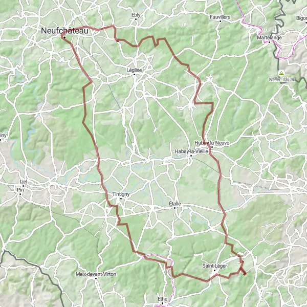 Miniatuurkaart van de fietsinspiratie "Ontdek Tintigny en Anlier per Gravelbike" in Prov. Luxembourg (BE), Belgium. Gemaakt door de Tarmacs.app fietsrouteplanner