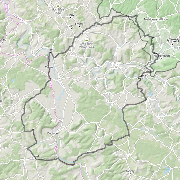 Map miniature of "Road to Lamorteau and Beyond" cycling inspiration in Prov. Luxembourg (BE), Belgium. Generated by Tarmacs.app cycling route planner