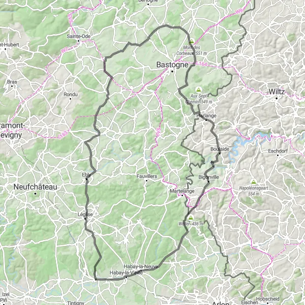 Miniatuurkaart van de fietsinspiratie "Rustige Fietsroute door de Natuur" in Prov. Luxembourg (BE), Belgium. Gemaakt door de Tarmacs.app fietsrouteplanner