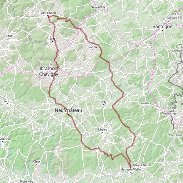 Miniature de la carte de l'inspiration cycliste "Voyage au Cœur de l'Ardenne sauvage" dans la Prov. Luxembourg (BE), Belgium. Générée par le planificateur d'itinéraire cycliste Tarmacs.app