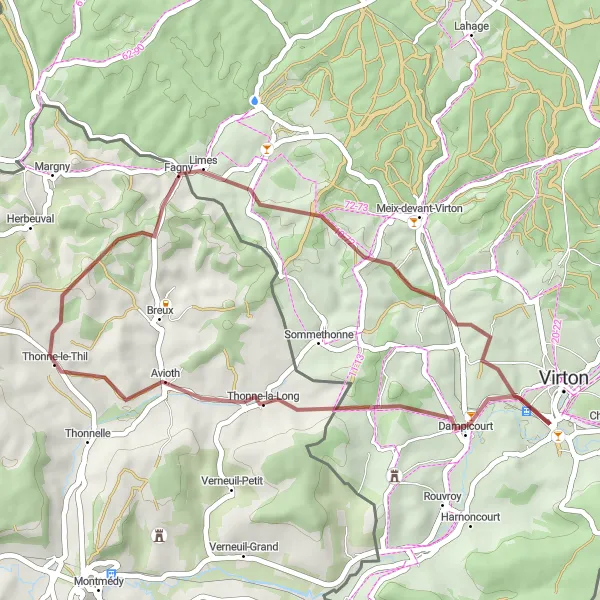 Map miniature of "Gravel Adventures in Luxembourg Province" cycling inspiration in Prov. Luxembourg (BE), Belgium. Generated by Tarmacs.app cycling route planner