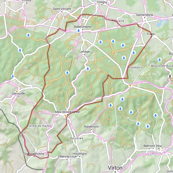 Map miniature of "Semois Valley Gravel Loop" cycling inspiration in Prov. Luxembourg (BE), Belgium. Generated by Tarmacs.app cycling route planner