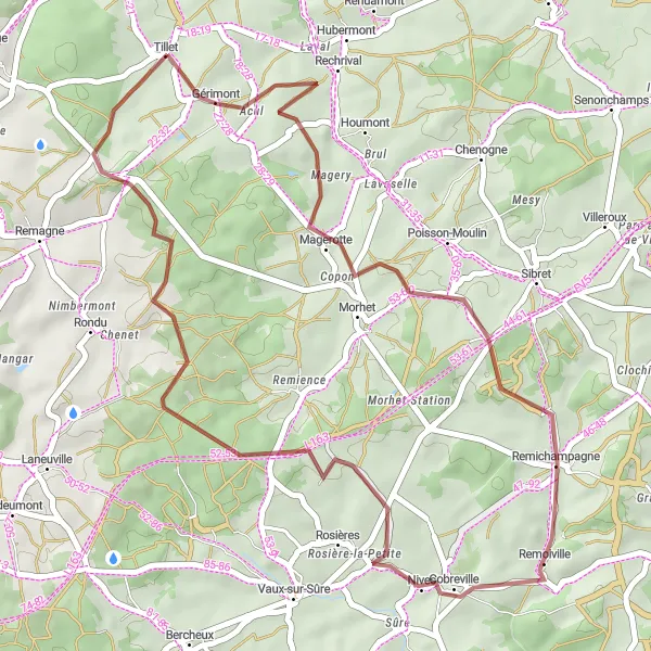 Karten-Miniaturansicht der Radinspiration "Abenteuerliche Tour rund um Sainte-Ode" in Prov. Luxembourg (BE), Belgium. Erstellt vom Tarmacs.app-Routenplaner für Radtouren