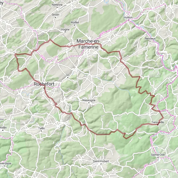 Karten-Miniaturansicht der Radinspiration "Gravel-Tour durch die Ardennen" in Prov. Luxembourg (BE), Belgium. Erstellt vom Tarmacs.app-Routenplaner für Radtouren