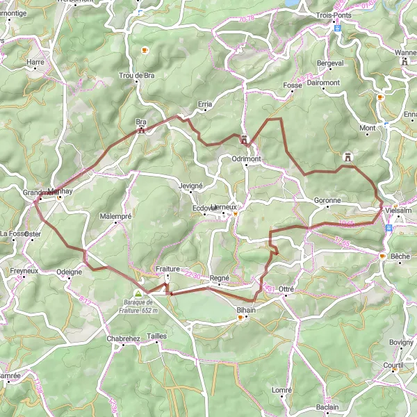 Map miniature of "Vielsalm Heritage Ride" cycling inspiration in Prov. Luxembourg (BE), Belgium. Generated by Tarmacs.app cycling route planner