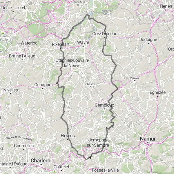 Miniatuurkaart van de fietsinspiratie "Het platteland van Arsimont en omgeving" in Prov. Namur, Belgium. Gemaakt door de Tarmacs.app fietsrouteplanner