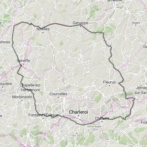 Miniatuurkaart van de fietsinspiratie "Wegroute vanuit Auvelais" in Prov. Namur, Belgium. Gemaakt door de Tarmacs.app fietsrouteplanner