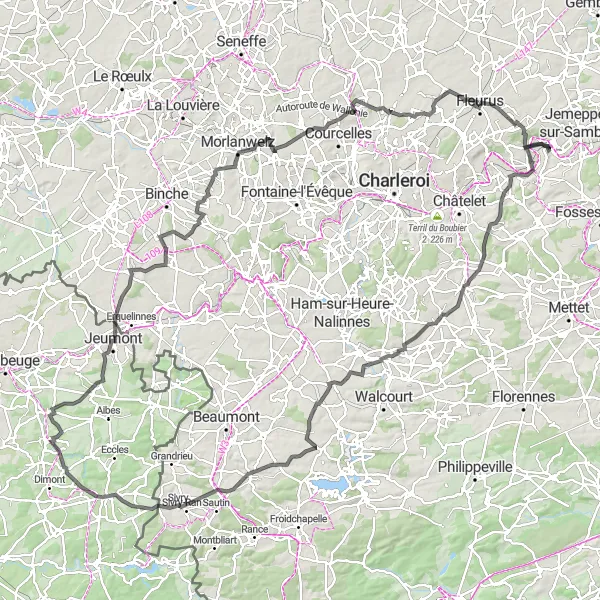 Miniature de la carte de l'inspiration cycliste "Route Route Champêtre de Namur" dans la Prov. Namur, Belgium. Générée par le planificateur d'itinéraire cycliste Tarmacs.app