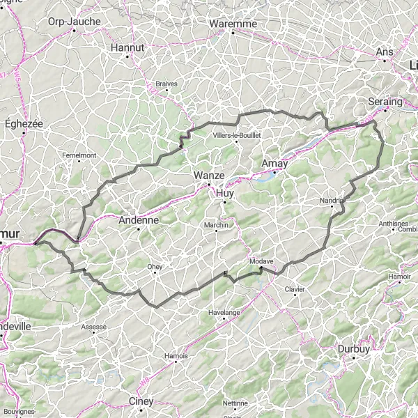 Miniatuurkaart van de fietsinspiratie "Fietsroute rond Beez en omgeving" in Prov. Namur, Belgium. Gemaakt door de Tarmacs.app fietsrouteplanner