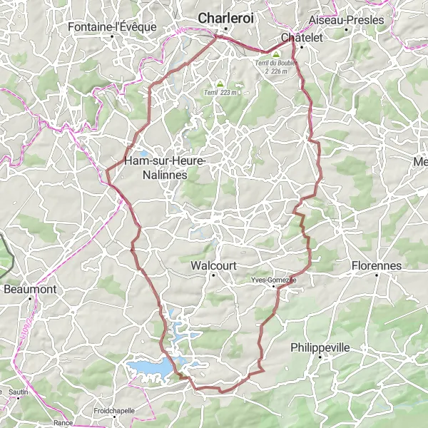 Karten-Miniaturansicht der Radinspiration "Langer Rundweg von Cerfontaine" in Prov. Namur, Belgium. Erstellt vom Tarmacs.app-Routenplaner für Radtouren