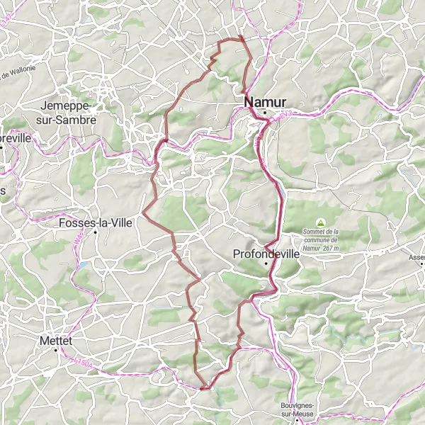 Map miniature of "Le Banc Géant Adventure" cycling inspiration in Prov. Namur, Belgium. Generated by Tarmacs.app cycling route planner