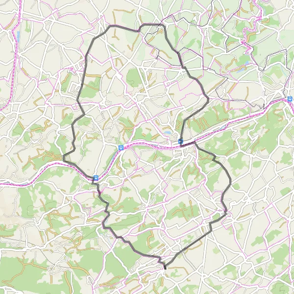 Karten-Miniaturansicht der Radinspiration "Radtour zu den Schätzen von Gesves" in Prov. Namur, Belgium. Erstellt vom Tarmacs.app-Routenplaner für Radtouren