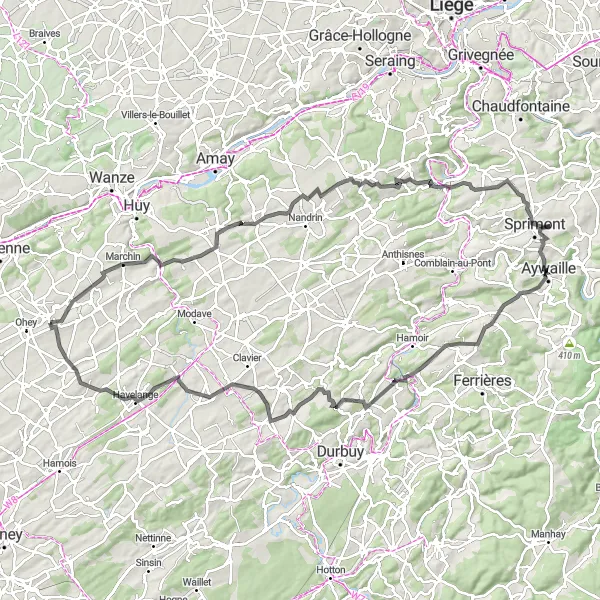 Map miniature of "Perwez Challenge" cycling inspiration in Prov. Namur, Belgium. Generated by Tarmacs.app cycling route planner