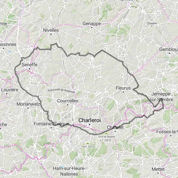 Map miniature of "Historic Circuit" cycling inspiration in Prov. Namur, Belgium. Generated by Tarmacs.app cycling route planner