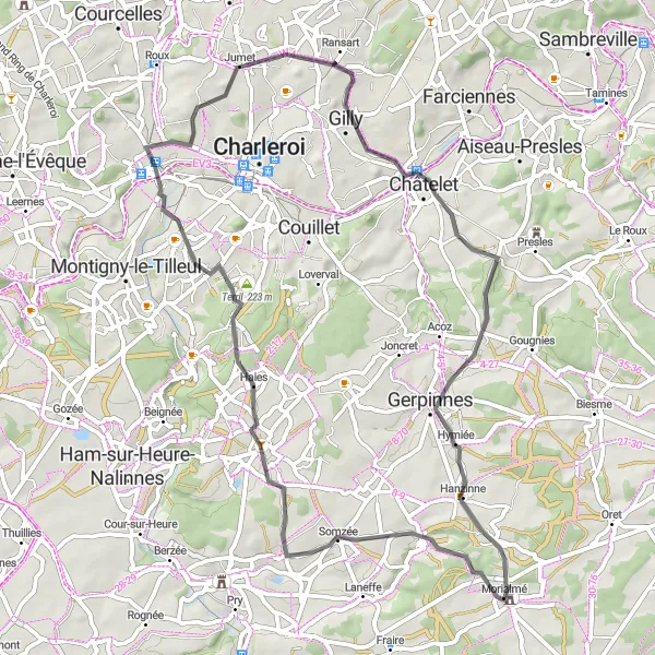 Map miniature of "Hidden Gems of Morialmé" cycling inspiration in Prov. Namur, Belgium. Generated by Tarmacs.app cycling route planner