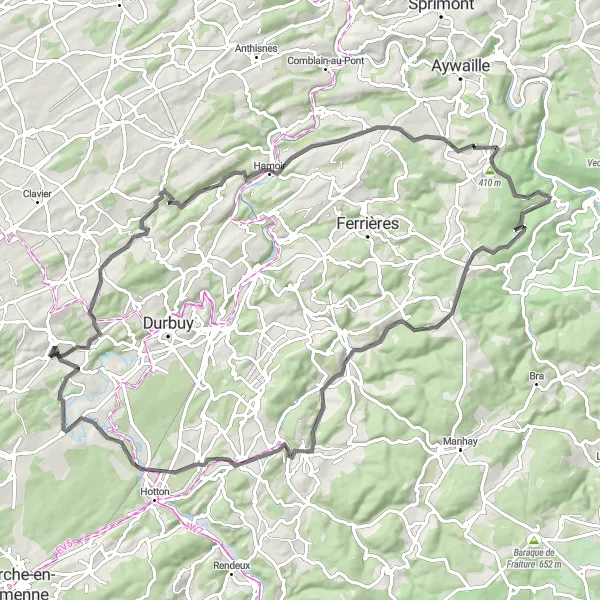 Miniatuurkaart van de fietsinspiratie "Tour rond Somme-Leuze via Harzé en Soy" in Prov. Namur, Belgium. Gemaakt door de Tarmacs.app fietsrouteplanner