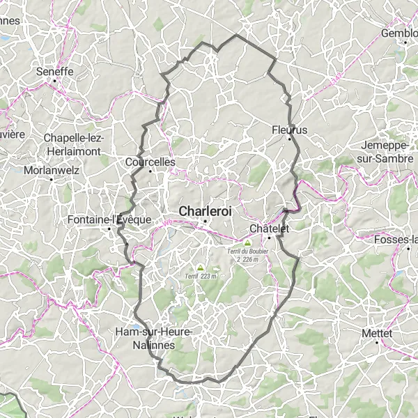 Karten-Miniaturansicht der Radinspiration "Straßenrundfahrt von Thy-le-Château" in Prov. Namur, Belgium. Erstellt vom Tarmacs.app-Routenplaner für Radtouren
