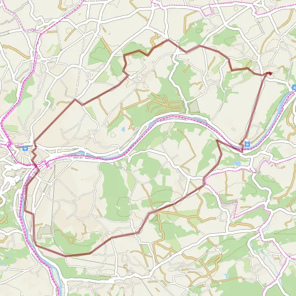 Miniature de la carte de l'inspiration cycliste "Circuit du Banc Géant" dans la Prov. Namur, Belgium. Générée par le planificateur d'itinéraire cycliste Tarmacs.app