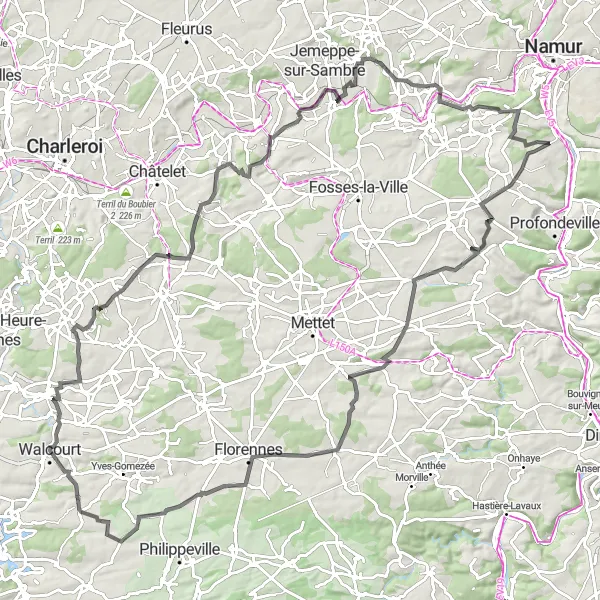 Map miniature of "Wépion to Besinne Route" cycling inspiration in Prov. Namur, Belgium. Generated by Tarmacs.app cycling route planner