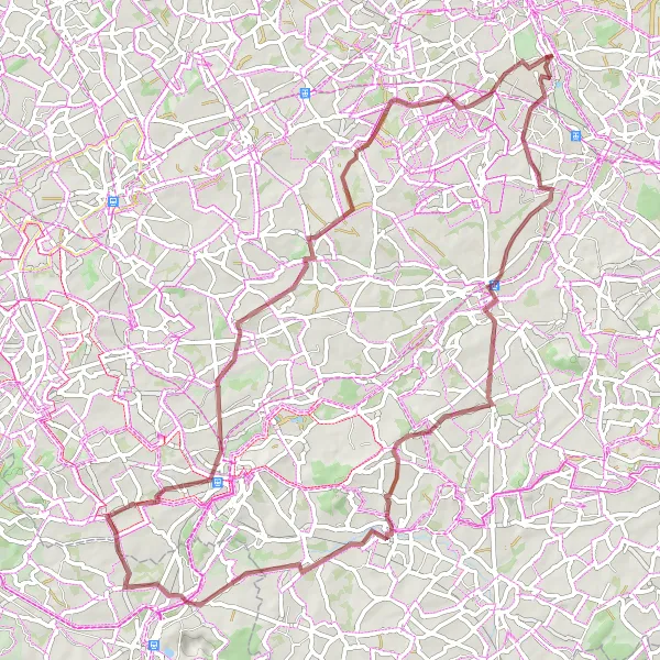Map miniature of "Ninove Gravel Adventure" cycling inspiration in Prov. Oost-Vlaanderen, Belgium. Generated by Tarmacs.app cycling route planner