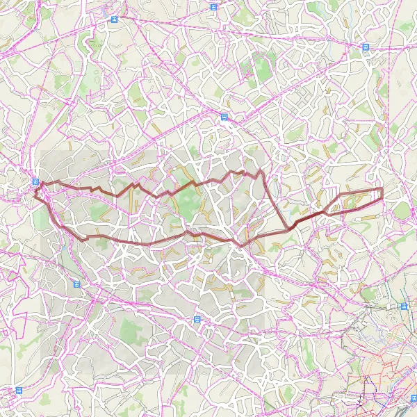 Miniatuurkaart van de fietsinspiratie "Avontuurlijke gravelroute naar Erembodegem" in Prov. Oost-Vlaanderen, Belgium. Gemaakt door de Tarmacs.app fietsrouteplanner