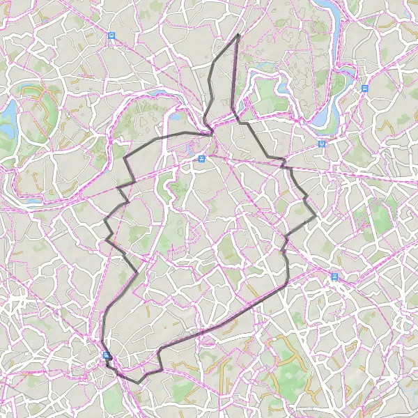 Map miniature of "Scenic Countryside Ride" cycling inspiration in Prov. Oost-Vlaanderen, Belgium. Generated by Tarmacs.app cycling route planner