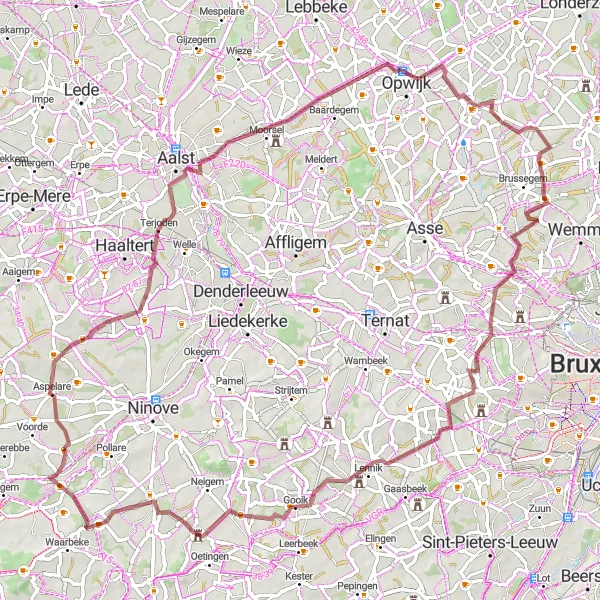 Miniature de la carte de l'inspiration cycliste "Lush Landscapes of Terjoden" dans la Prov. Oost-Vlaanderen, Belgium. Générée par le planificateur d'itinéraire cycliste Tarmacs.app