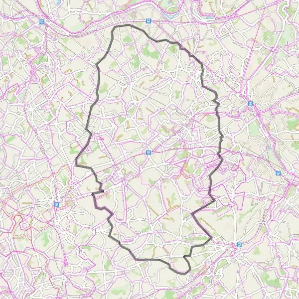 Miniatuurkaart van de fietsinspiratie "63 km wegfietsen rond Appelterre-Eichem" in Prov. Oost-Vlaanderen, Belgium. Gemaakt door de Tarmacs.app fietsrouteplanner