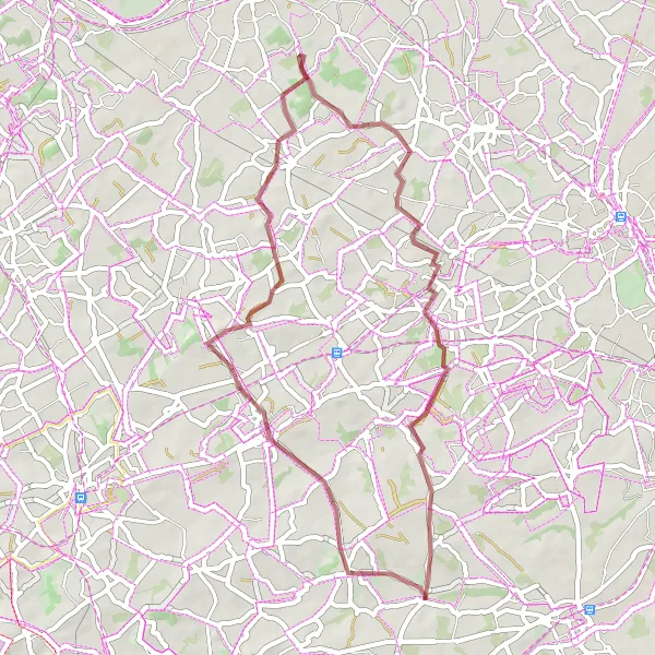 Map miniature of "Rural Retreat" cycling inspiration in Prov. Oost-Vlaanderen, Belgium. Generated by Tarmacs.app cycling route planner