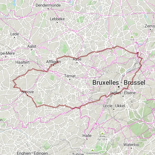 Map miniature of "Hidden Gems and Scenic Delights" cycling inspiration in Prov. Oost-Vlaanderen, Belgium. Generated by Tarmacs.app cycling route planner