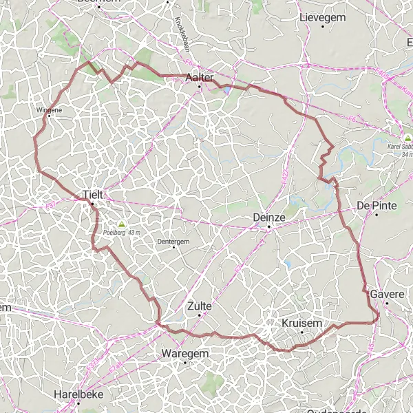 Miniature de la carte de l'inspiration cycliste "Parcours de gravel entre Asper et Sint-Martens-Leerne" dans la Prov. Oost-Vlaanderen, Belgium. Générée par le planificateur d'itinéraire cycliste Tarmacs.app