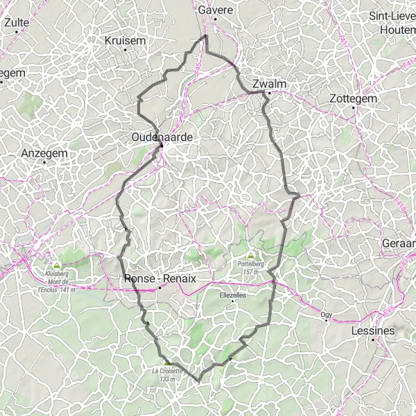 Karten-Miniaturansicht der Radinspiration "Rundfahrt um Asper und Sint-Denijs-Boekel" in Prov. Oost-Vlaanderen, Belgium. Erstellt vom Tarmacs.app-Routenplaner für Radtouren