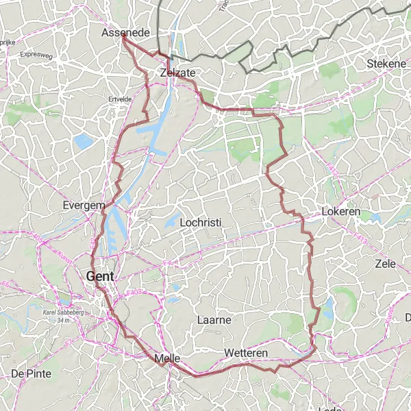Karten-Miniaturansicht der Radinspiration "Rundfahrt durch die ländliche Umgebung von Oost-Vlaanderen" in Prov. Oost-Vlaanderen, Belgium. Erstellt vom Tarmacs.app-Routenplaner für Radtouren